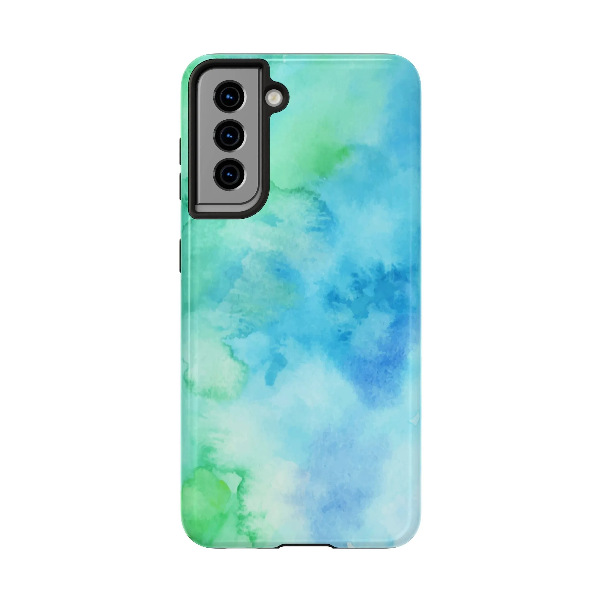 Blue Green Watercolor Tough Phone Case, Tie Dye Colorful Print Cute Cell Iphone 15 14 13 Pro Max 12 11 XS XR X 7 SE 8 Galaxy S24 S23 S22