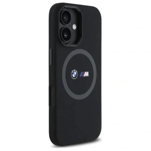 BMW M Series Silicone Hardcase with Printed Ring MagSafe Case for iPhone 16 6.1" Black - BMHMP16S23SROK