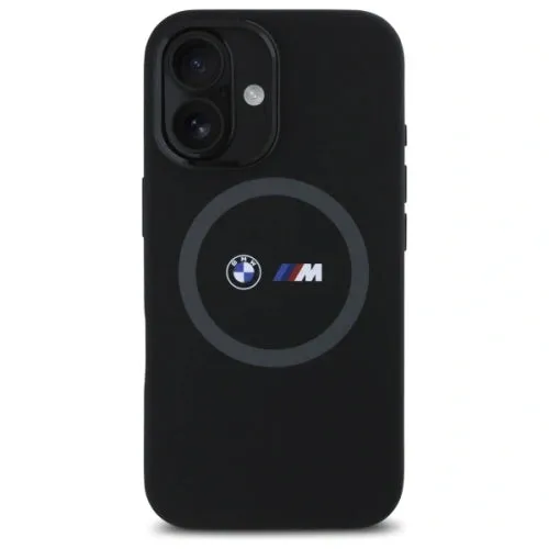 BMW M Series Silicone Hardcase with Printed Ring MagSafe Case for iPhone 16 6.1" Black - BMHMP16S23SROK