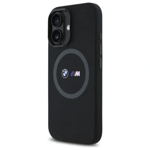 BMW M Series Silicone Hardcase with Printed Ring MagSafe Case for iPhone 16 6.1" Black - BMHMP16S23SROK