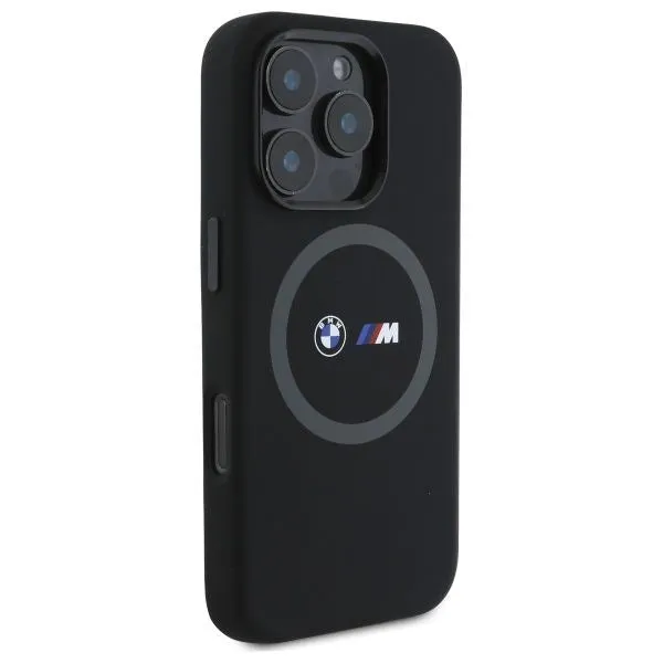 BMW M Series Silicone Printed Ring Case with MagSafe for iPhone 16 Pro 6.3" Black - BMHMP16L23SROK