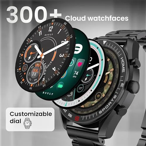 Boult Newly Launched Mirage Smart Watch 1.39''HD Screen, Bluetooth Calling, IP67, Zinc Alloy Frame, 500 Nits Brightness, AI Voice Assistant, SpO2 Monitoring, 120  Sports Mode (Coal Black)