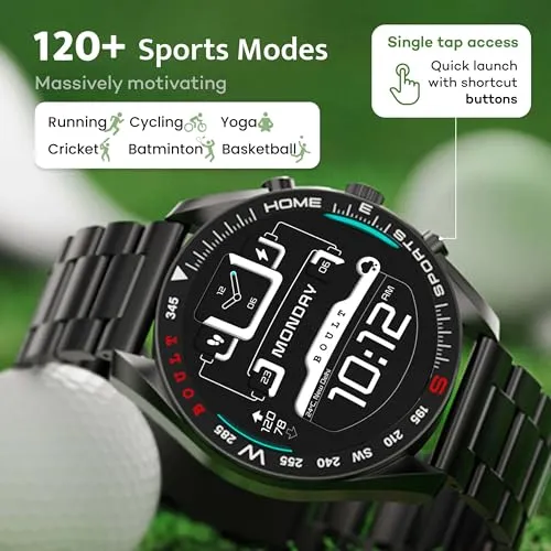 Boult Newly Launched Mirage Smart Watch 1.39''HD Screen, Bluetooth Calling, IP67, Zinc Alloy Frame, 500 Nits Brightness, AI Voice Assistant, SpO2 Monitoring, 120  Sports Mode (Coal Black)