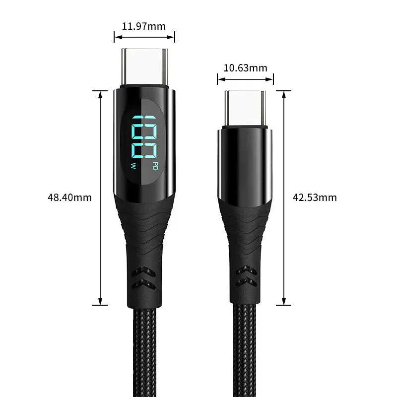 Cable charger type C with charg display fast charging