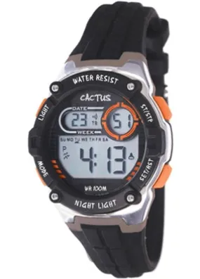 CACTUS DIGITAL GALAXY ORANGE/SILVER BLACK SILICONE BAND CAC-147-M08