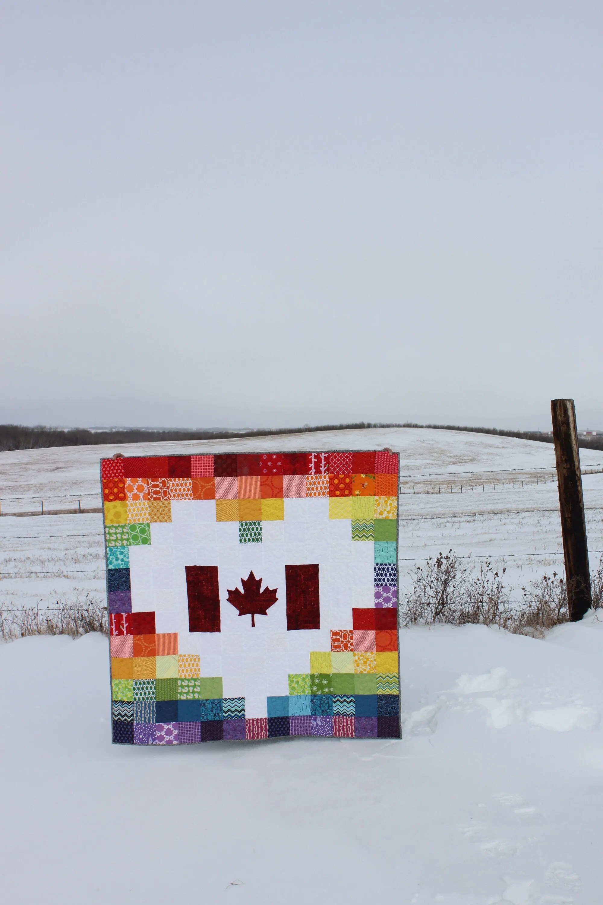 Canadian Flag Pixelated Heart Quilts PDF Quilt Pattern, Canada Day