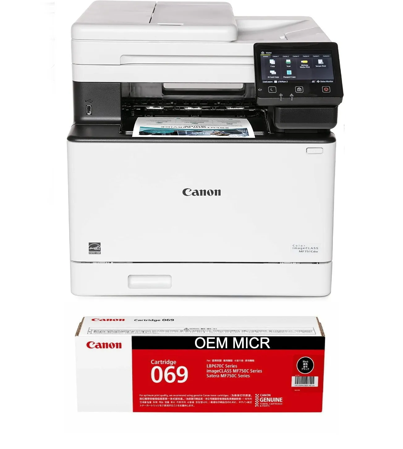 Canon ImageCLASS MF751Cdw MFP Check Printer with 1 OEM 069 MICR Cartridge