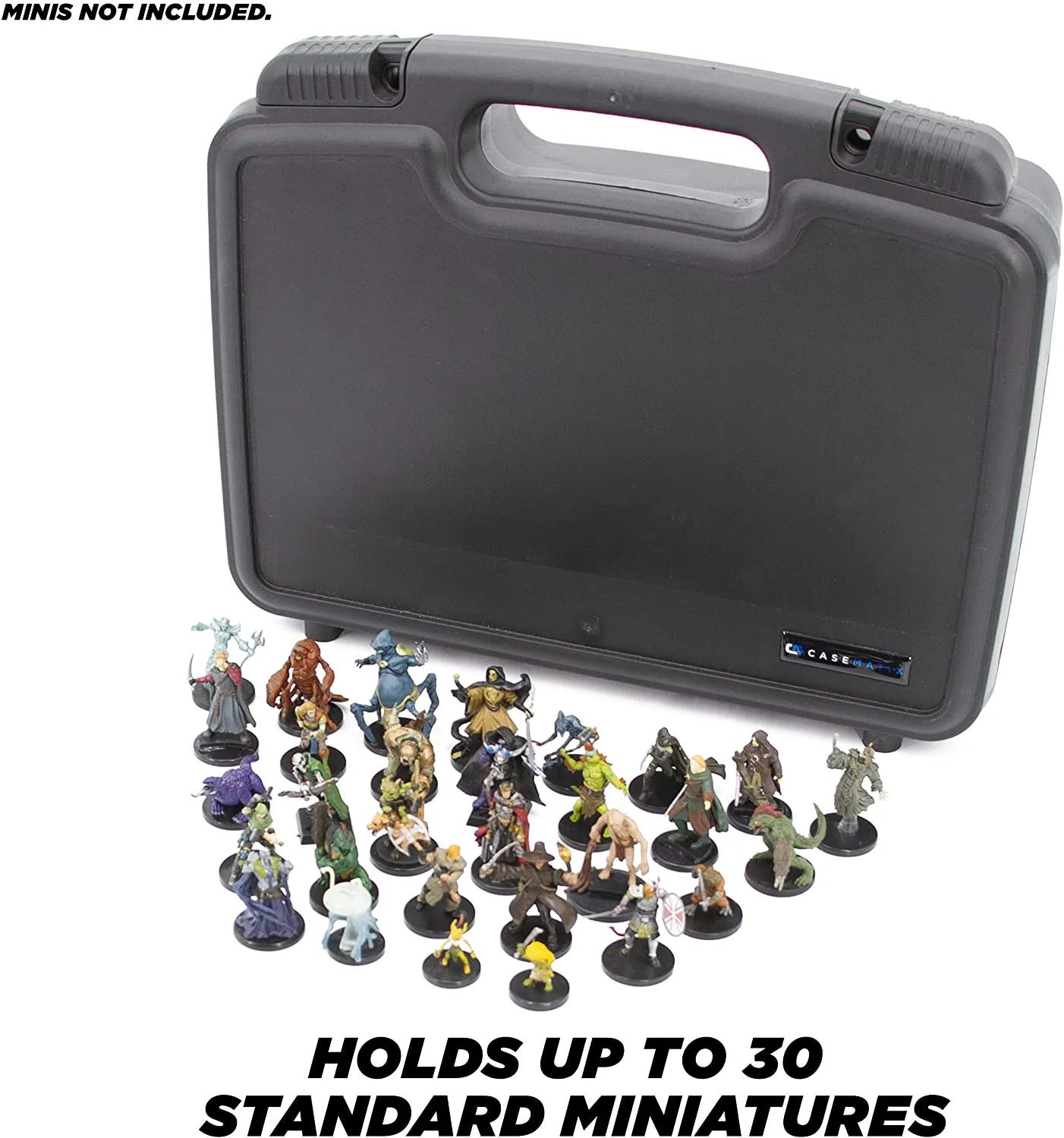 CASEMATIX Miniature Storage Hard Shell Case - 30 Slot Figurine Carrying Case with Customizable Foam for for Warhammer 40k, DND and More!