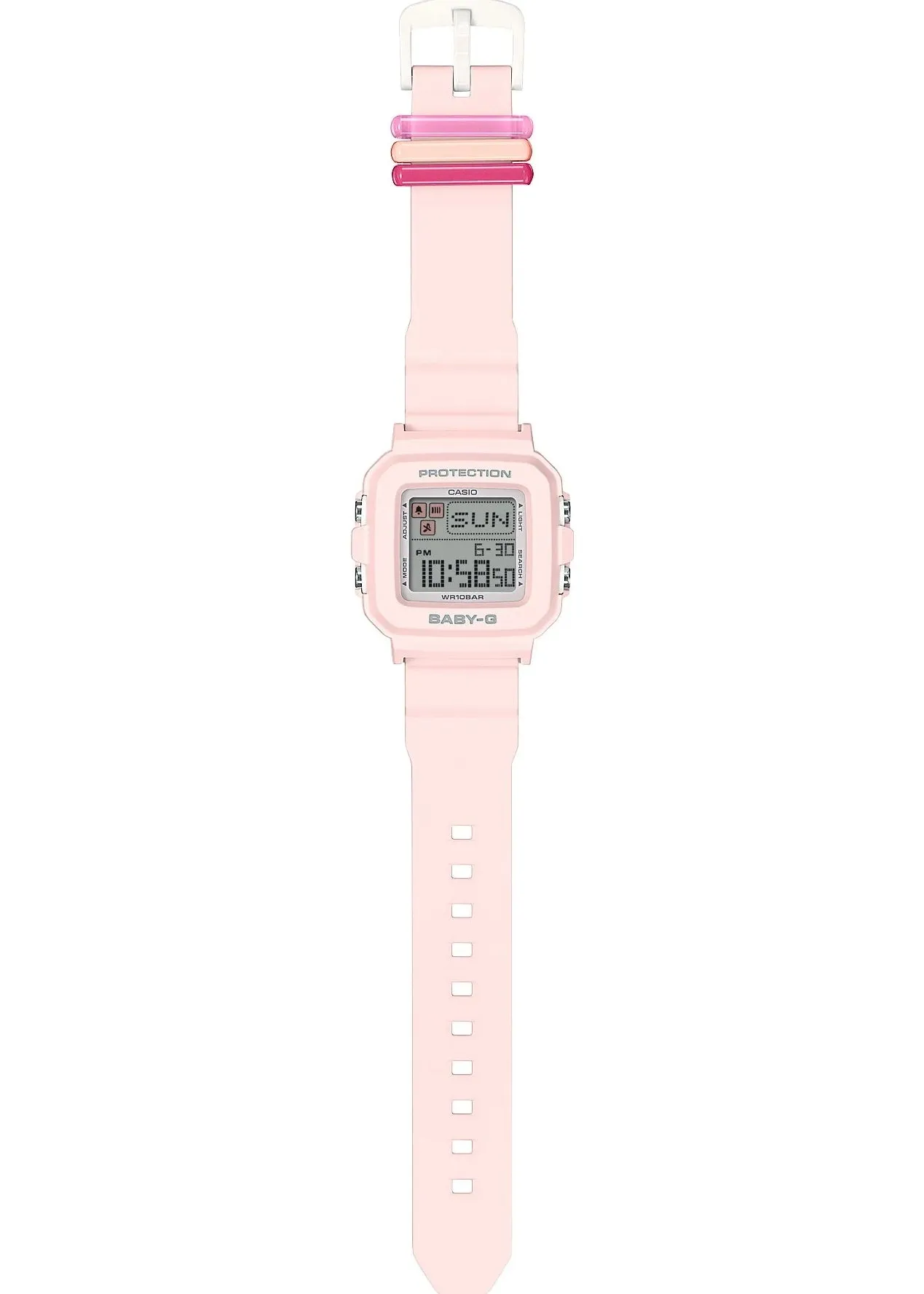 CASIO BABY-G DIGITAL SQUARE COLOURFUL LOOPS PINK RESIN BAND BGD10L-4D