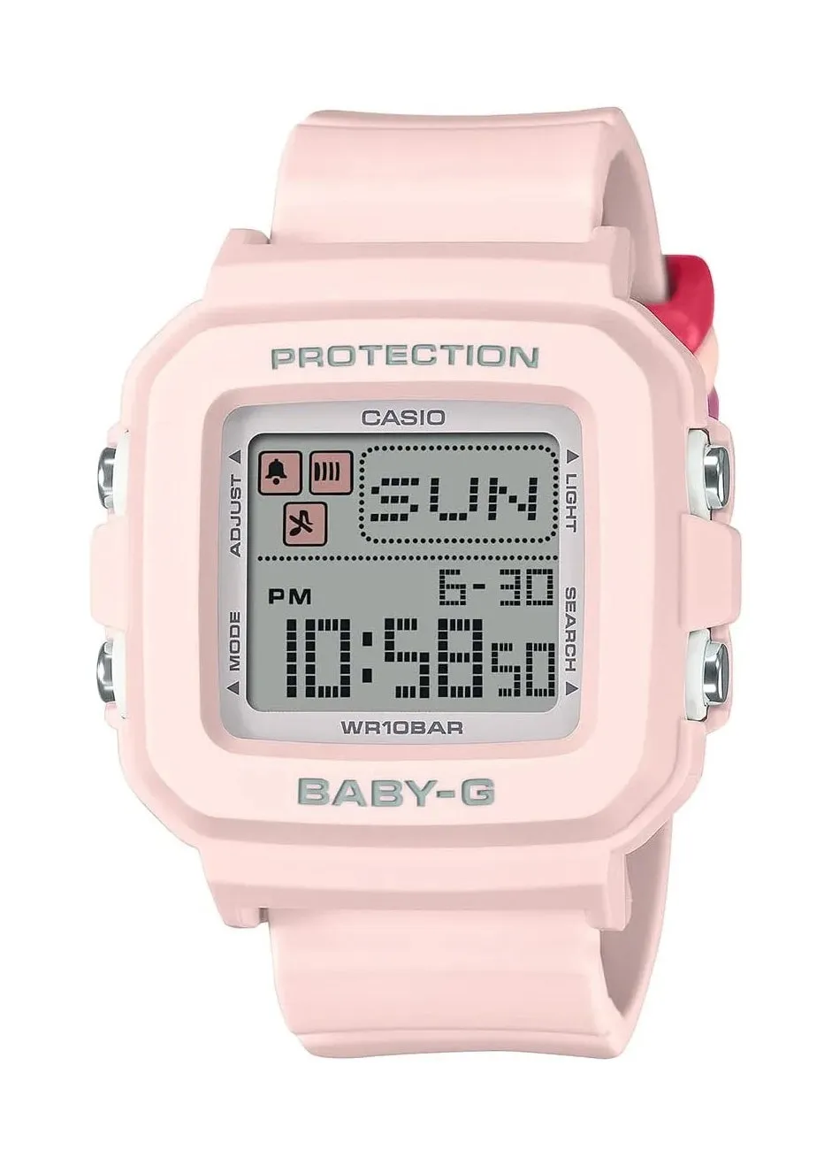 CASIO BABY-G DIGITAL SQUARE COLOURFUL LOOPS PINK RESIN BAND BGD10L-4D