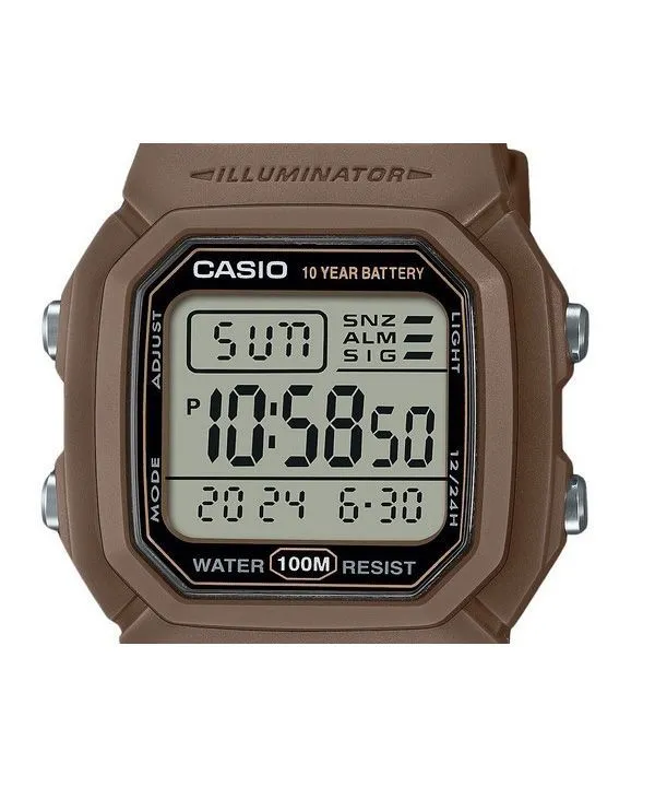 Casio Digital Brown Dual Time Resin Strap Quartz W-800H-5AV 100M Men's Watch