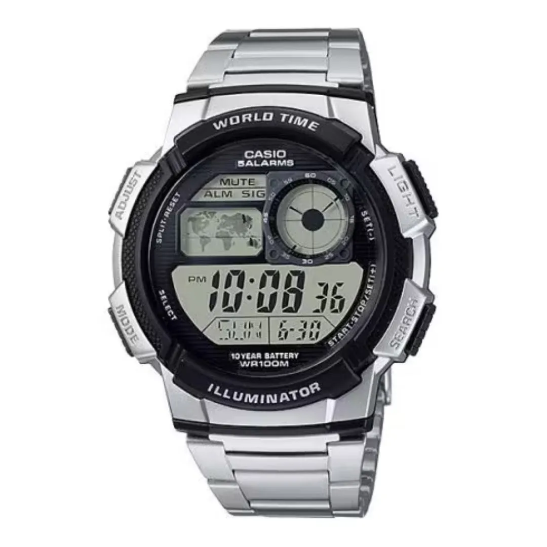 CASIO Men Silver Digital Watch AE-1000WD-1AVDF