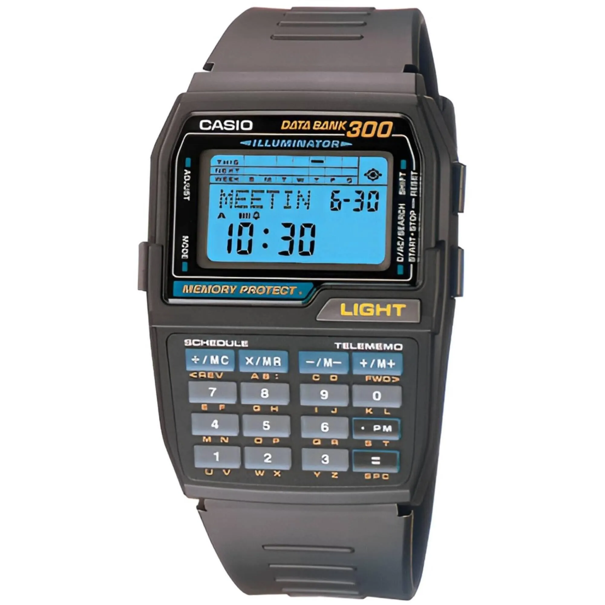 Casio Men's Digital Watch - Databank Blue Dial Black Strap Calculator | DBC-310-1Q