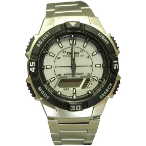 Casio Men's Silver Slim Solar Multi-Function Analog-Digital Watch AQS800WD-1EV