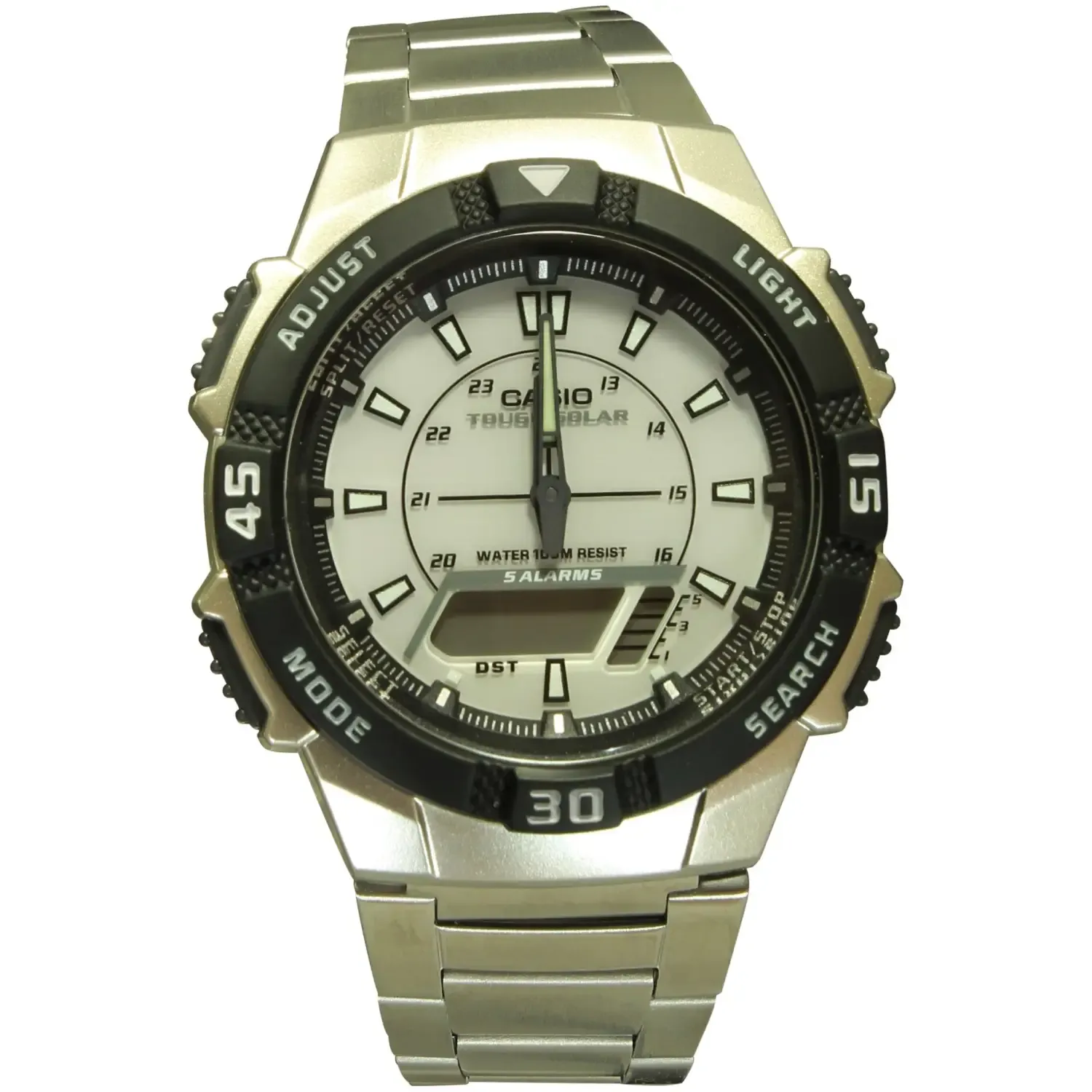 Casio Men's Silver Slim Solar Multi-Function Analog-Digital Watch AQS800WD-1EV