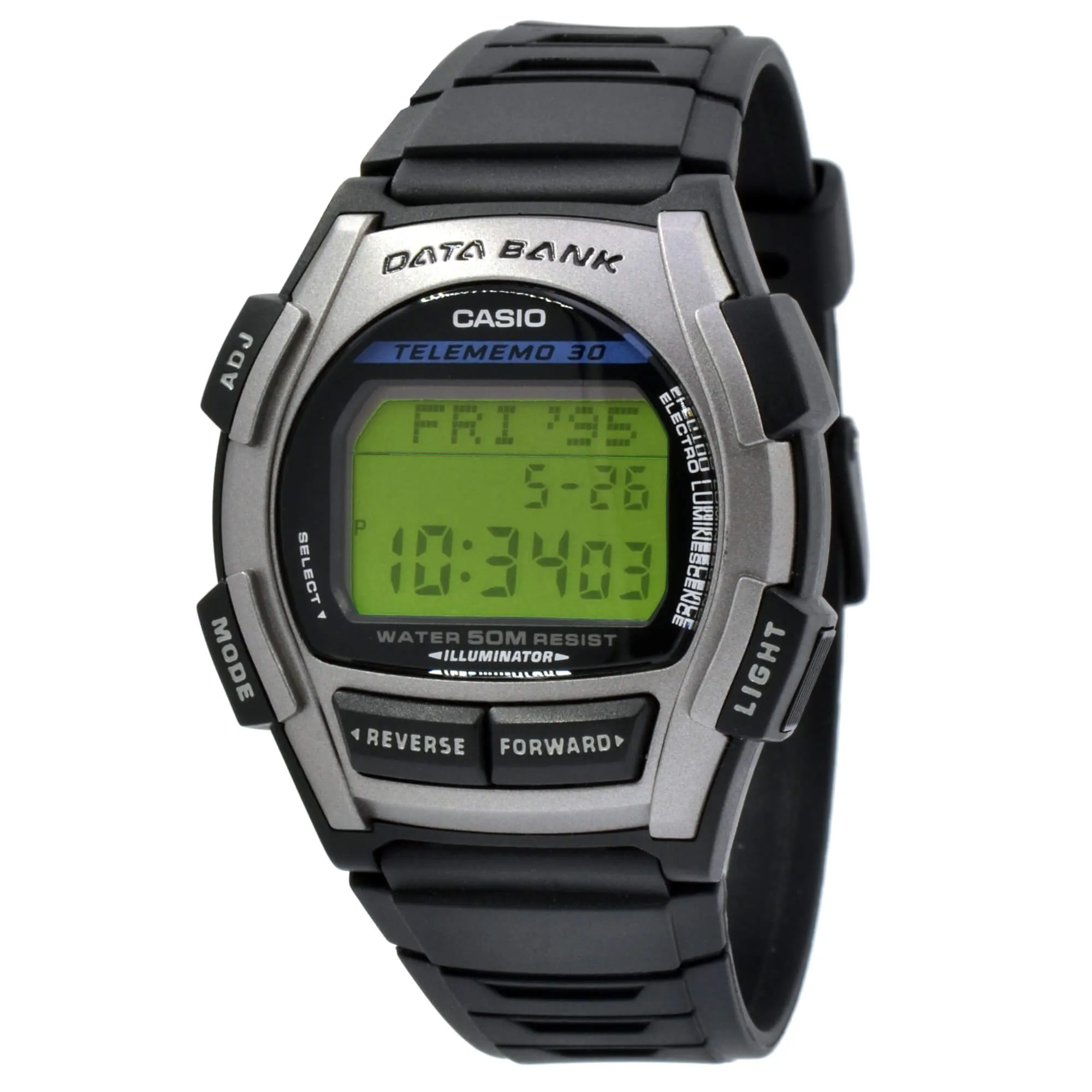 Casio Silver Resin Case Black Band Watch | DB-35H-1A