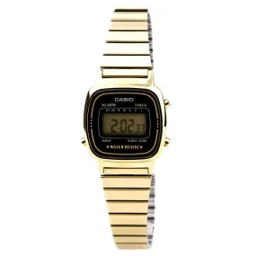 Casio Women's Classic Casual Sports Vintage Alarm Gold Tone Steel Bracelet Digital Watch | LA670WGA-1