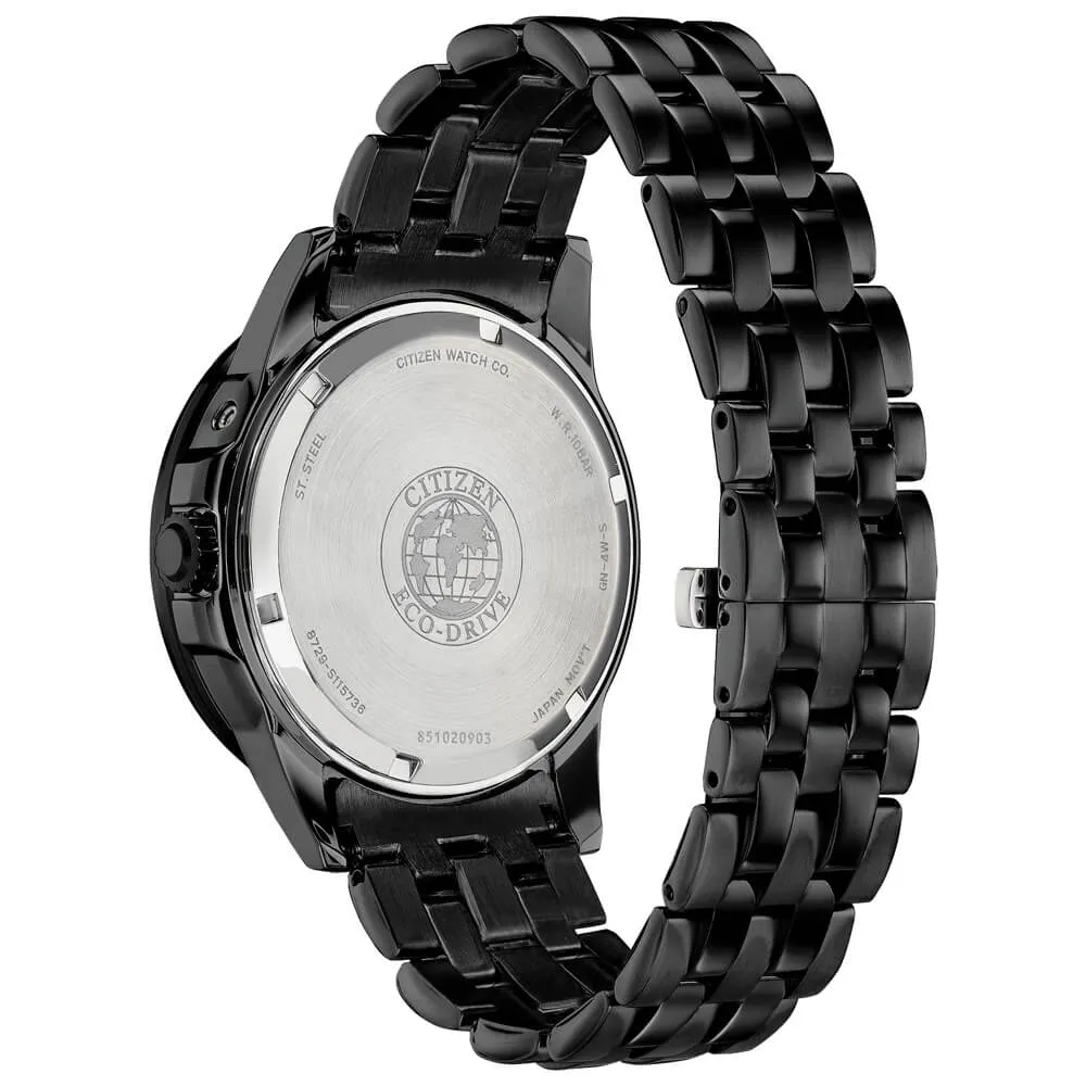 Citizen Calendrier Black Dial Gray Stainless Steel Men's Watch BU0057-54E