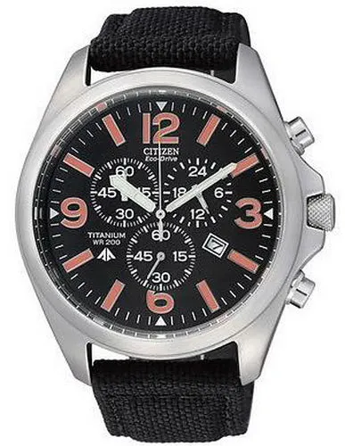 Citizen Eco-Drive Chronograph Titanium Nylon Strap Men's Watch AT0660-13E