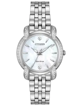 Citizen Ladies Eco-Drive Jolie Watch - Stainless - Diamond Accents - MOP Dial