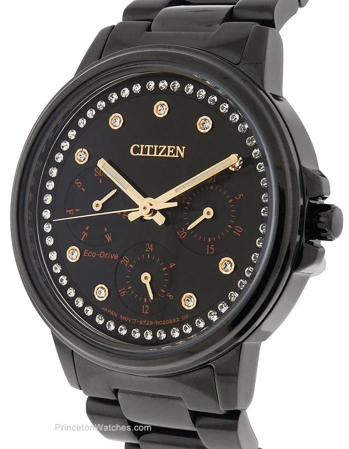 Citizen Womens Chandler Watch - Swarovski - Black Case & Bracelet - Day/Date