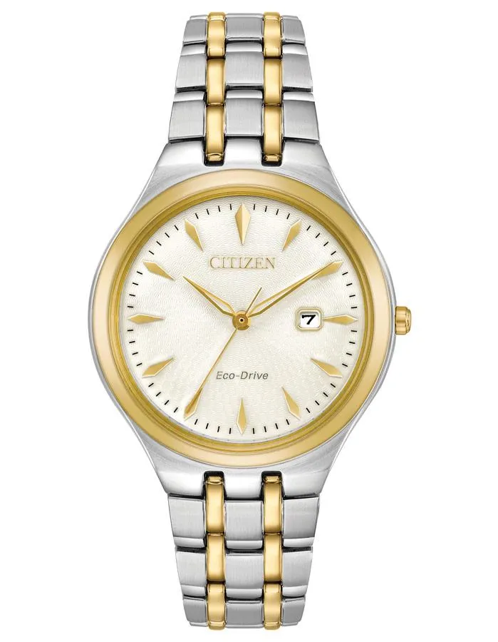 Citizen Womens Eco-Drive Corso Watch - White Dial - Two-Tone - Bracelet - Date