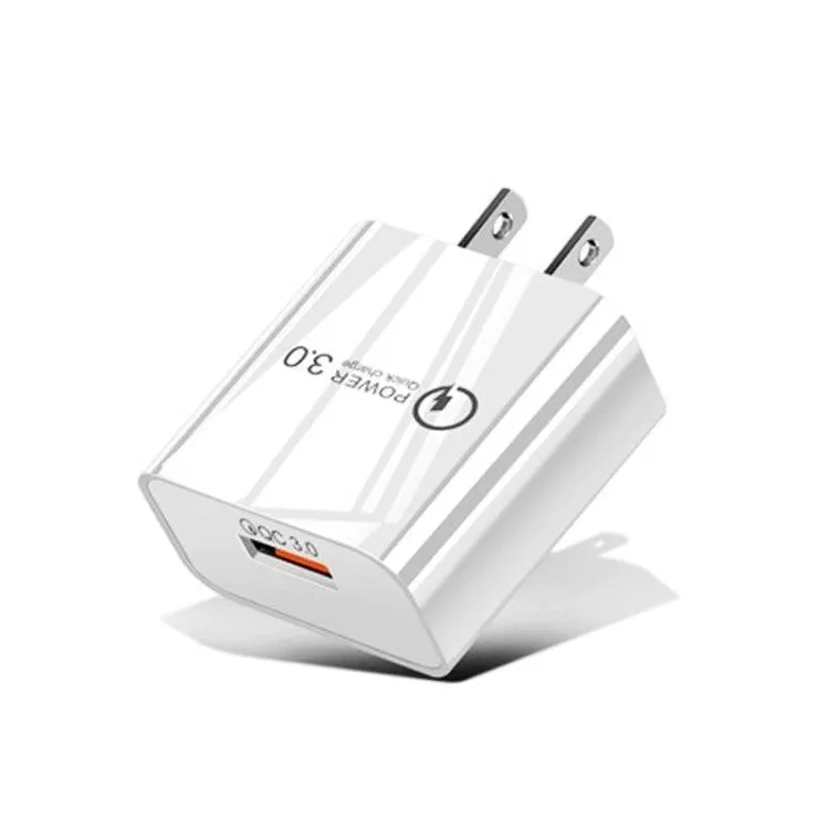 Compact 18W QC3.0 Fast Charger for Mobile Phones and Tablets, US Plug