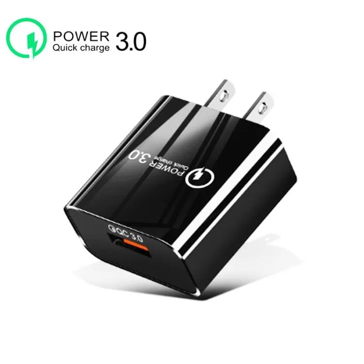 Compact 18W QC3.0 Fast Charger for Mobile Phones and Tablets, US Plug