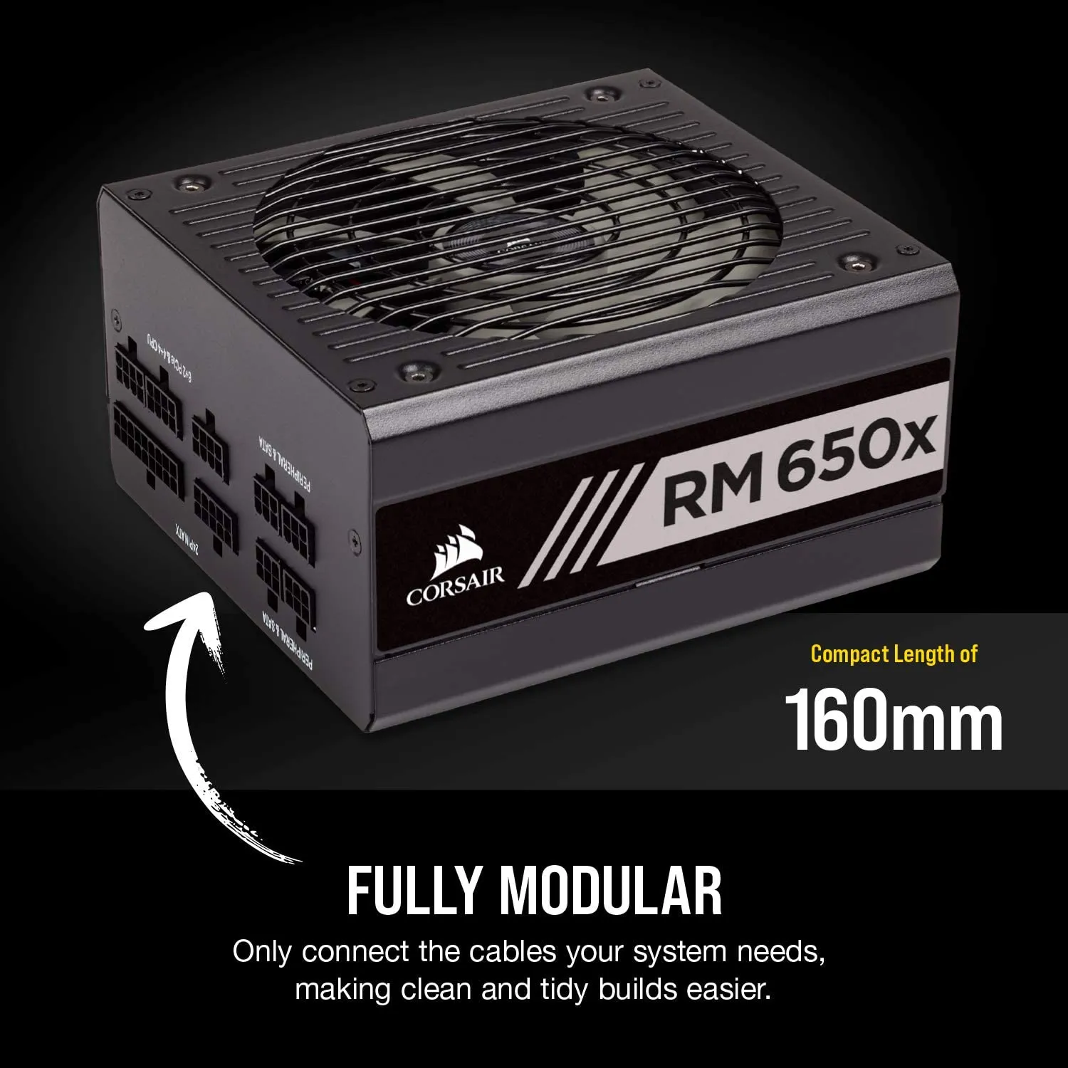 Corsair RM650X 650W PSU, 80 PLUS Gold 650 W Fully Modular ATX Power Supply, CP-9020178-UK - Black