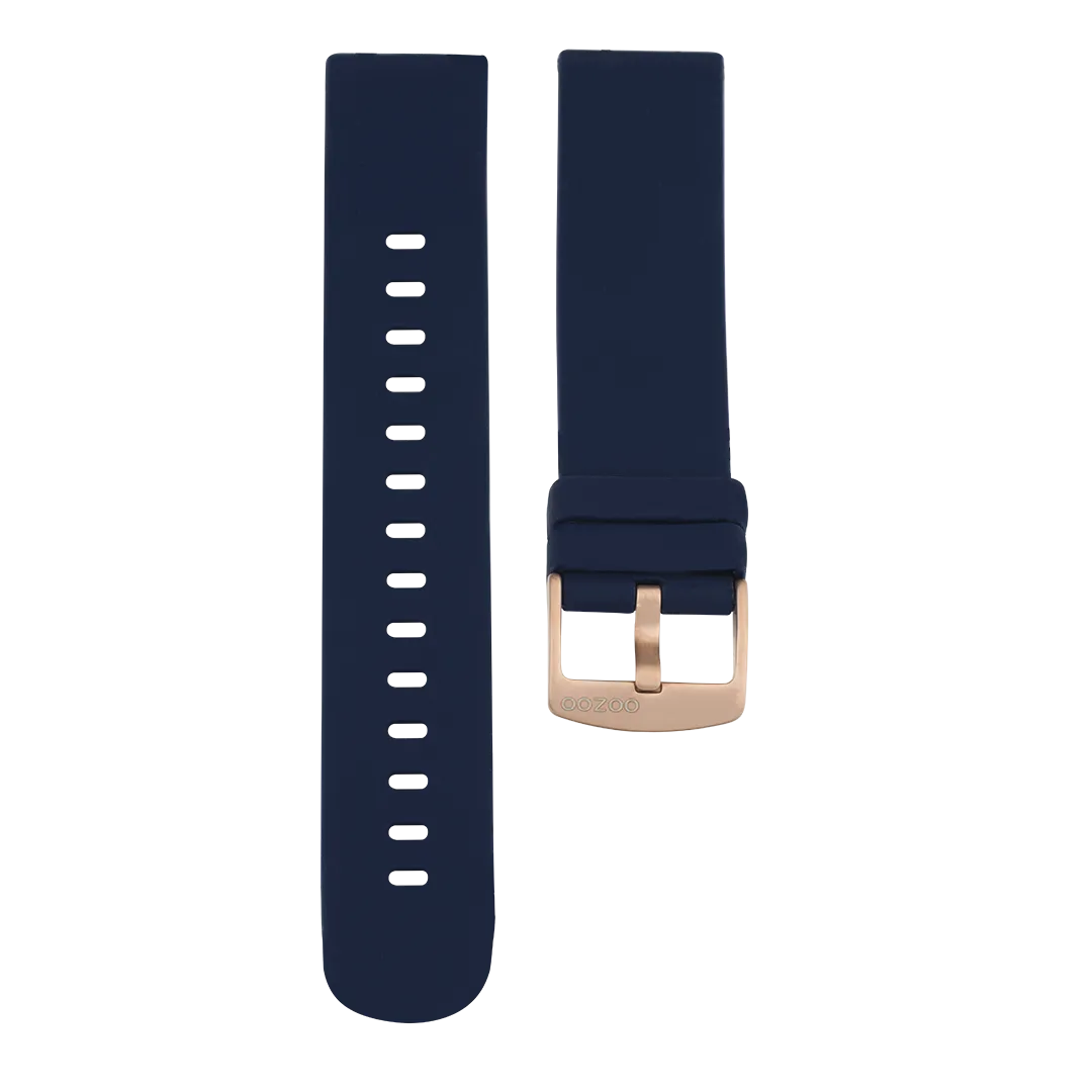 Dark blue OOZOO rubber strap with rose gold clasp