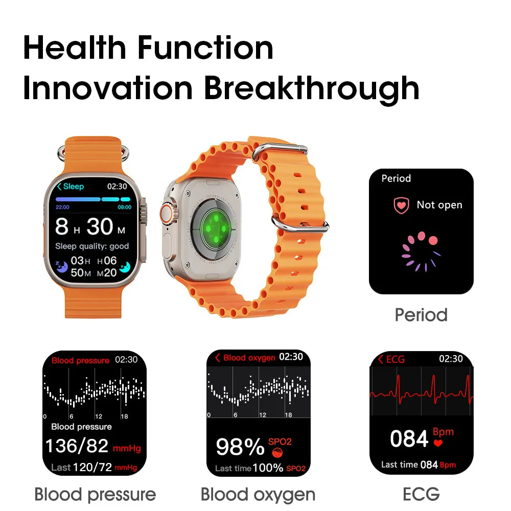 DaTeoy Microwear Watch Ultra 3 Smartwatch - 2.04" AMOLED Display, Chatgpt, Wearmax OS 10, GPS, IP68 Waterproof, ECG, Blood Pressure, Heart Rate, Sleep Monitor, Wireless Charging, Bluetooth Call, NFC, 1000  Watchfaces, Voice Assistant