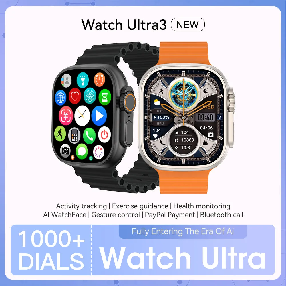 DaTeoy Microwear Watch Ultra 3 Smartwatch - 2.04" AMOLED Display, Chatgpt, Wearmax OS 10, GPS, IP68 Waterproof, ECG, Blood Pressure, Heart Rate, Sleep Monitor, Wireless Charging, Bluetooth Call, NFC, 1000  Watchfaces, Voice Assistant