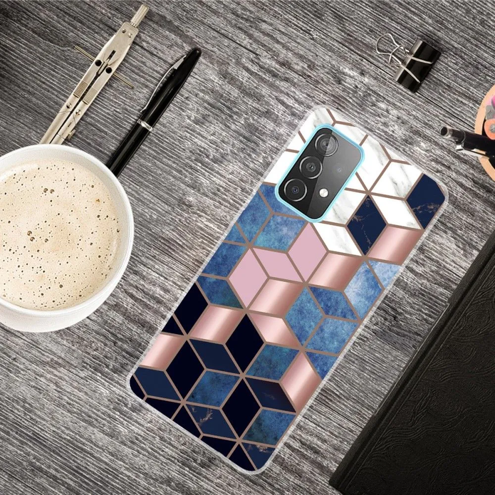 Deco Samsung Galaxy A73 case - Blue / Gold Cube