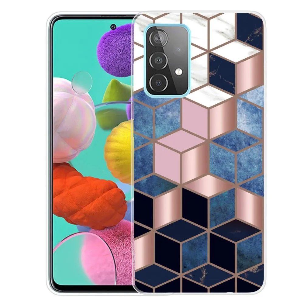 Deco Samsung Galaxy A73 case - Blue / Gold Cube