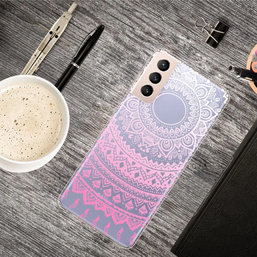 Deco Samsung Galaxy S22 Plus case - Pink / White Mandala Pattern