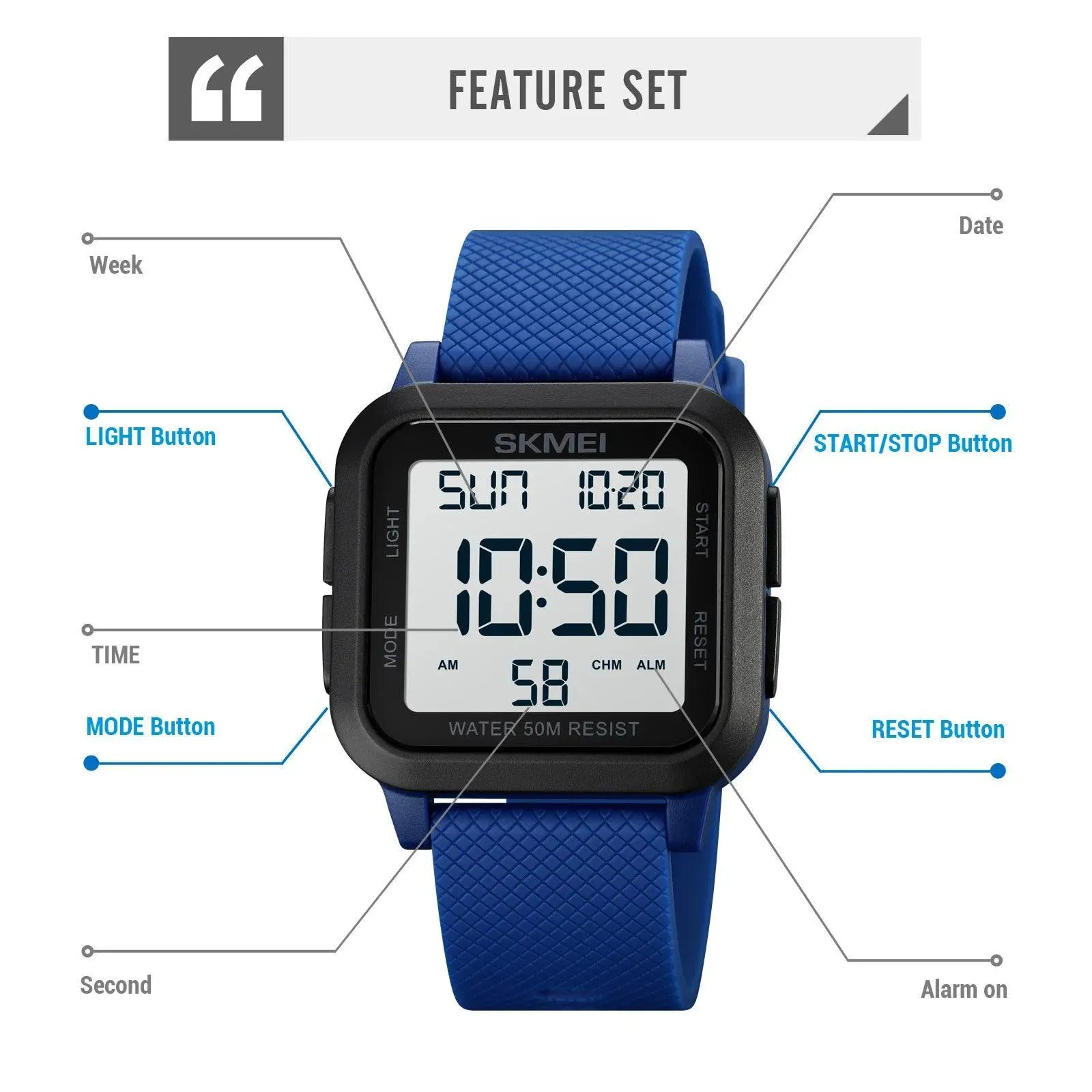 Digital Chrono Watch Mens: Adventure Essential with LED Display