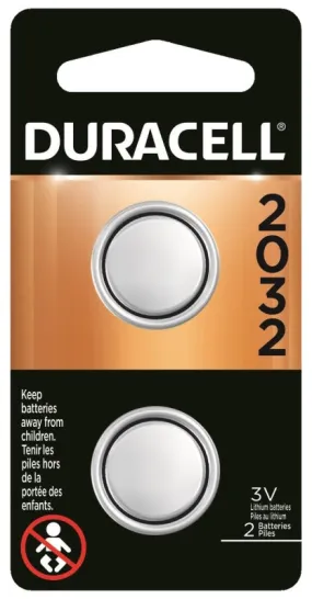 Duracell DL2032B2PK Battery, 3 V Battery, 220 mAh, CR2032 Battery, Lithium, Manganese Dioxide :CD  2: QUANTITY: 6