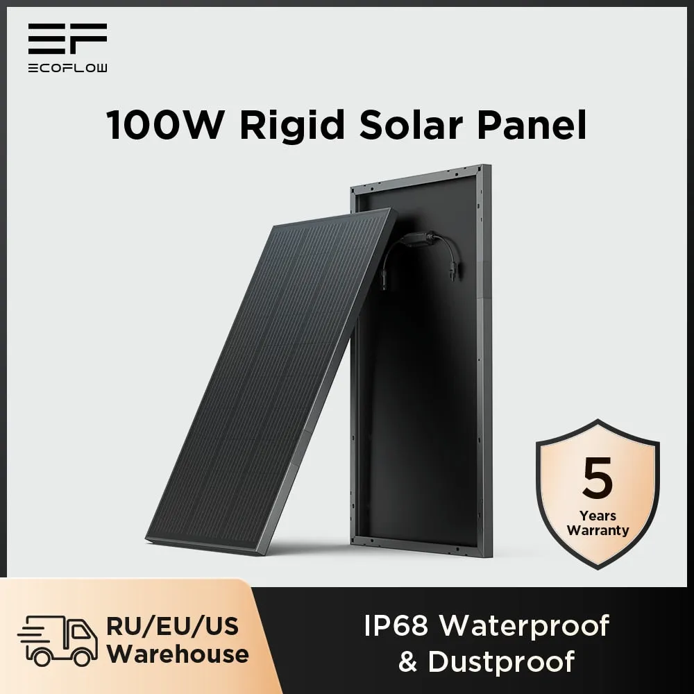 EcoFlow 2PCS 100W Rigid Solar Panel 23% High Efficiency IP68 Waterproof Solar Panel Kits PV Charging Power With Mounting Feet