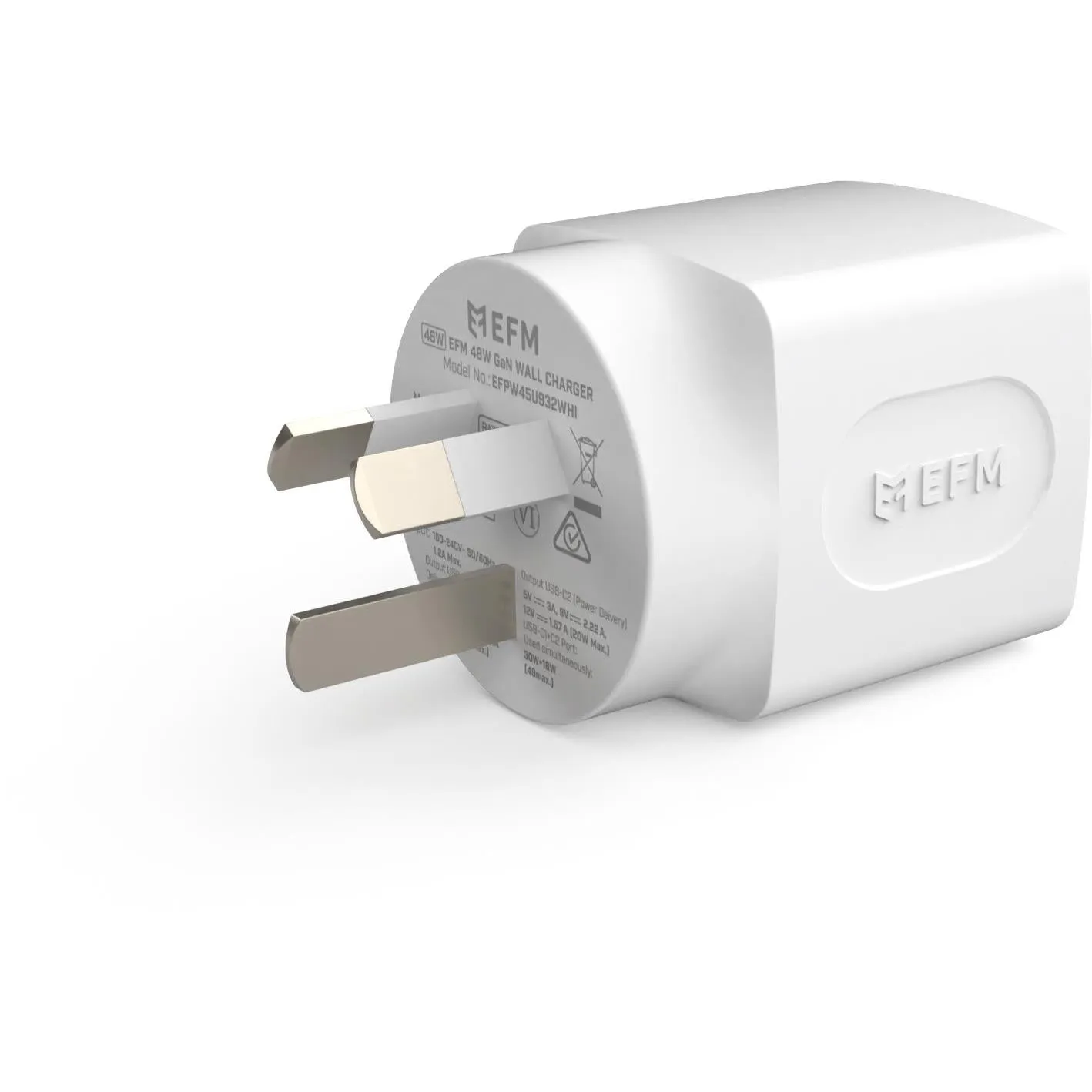 EFM 48W GaN Dual Port Wall Charger (White)