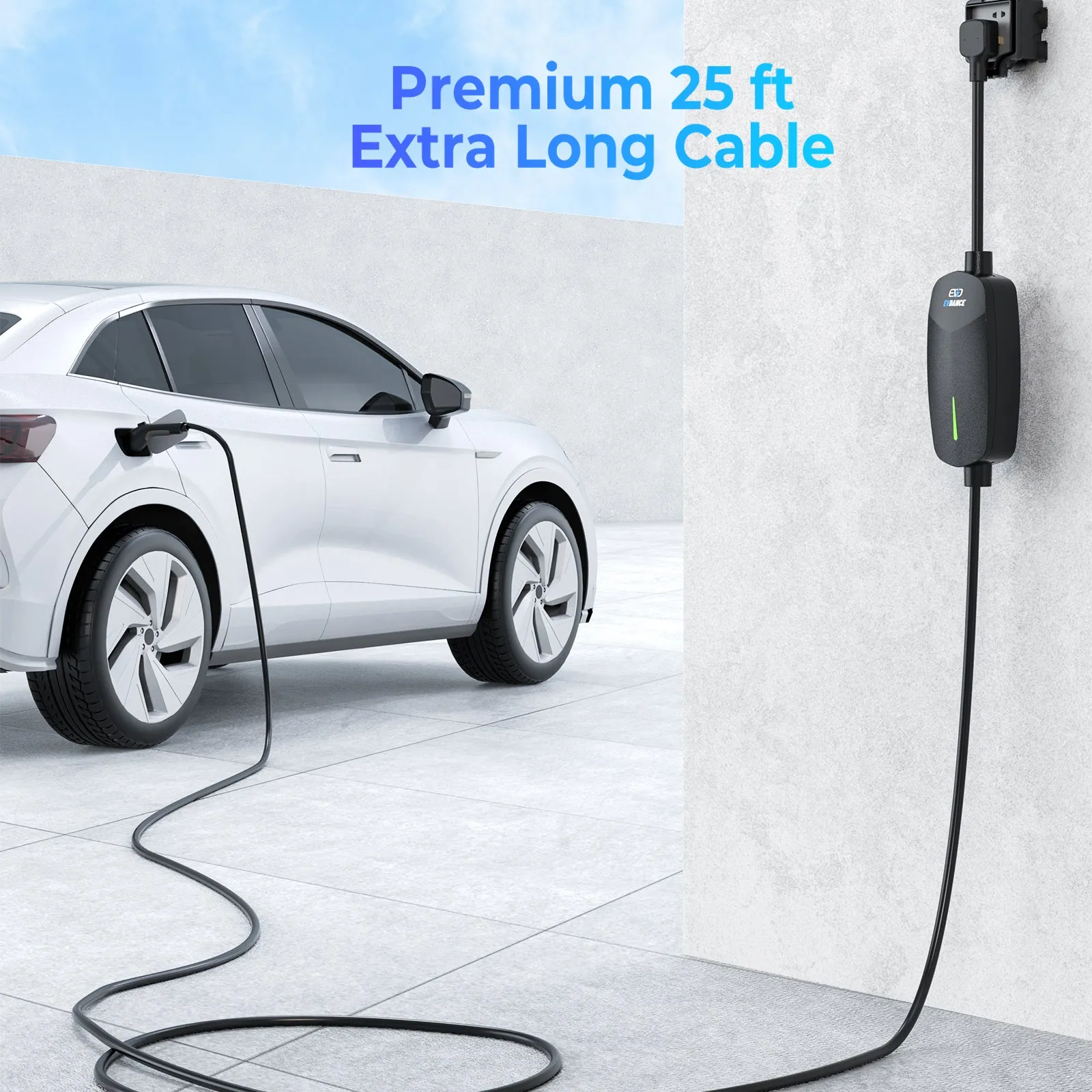 EVDANCE Level 2 32A NEMA 14-50P J1772 Portable EV Charger 25FT Cable