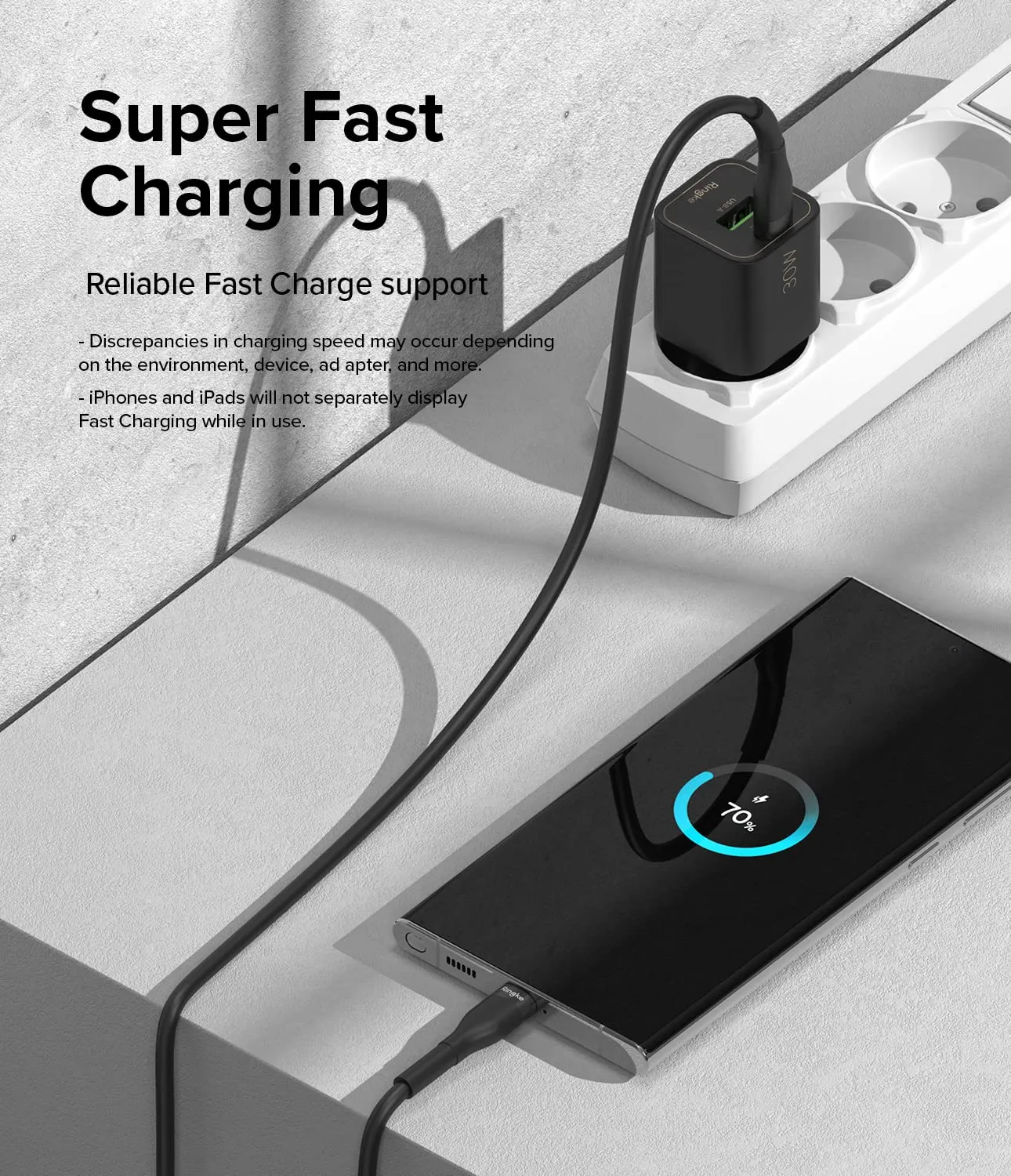 Fast Charging Pastel Cable | USB Type C to Type  C | Black  1.2m