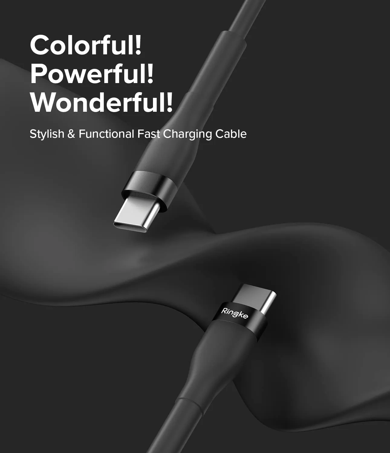 Fast Charging Pastel Cable | USB Type C to Type  C | Black  1.2m