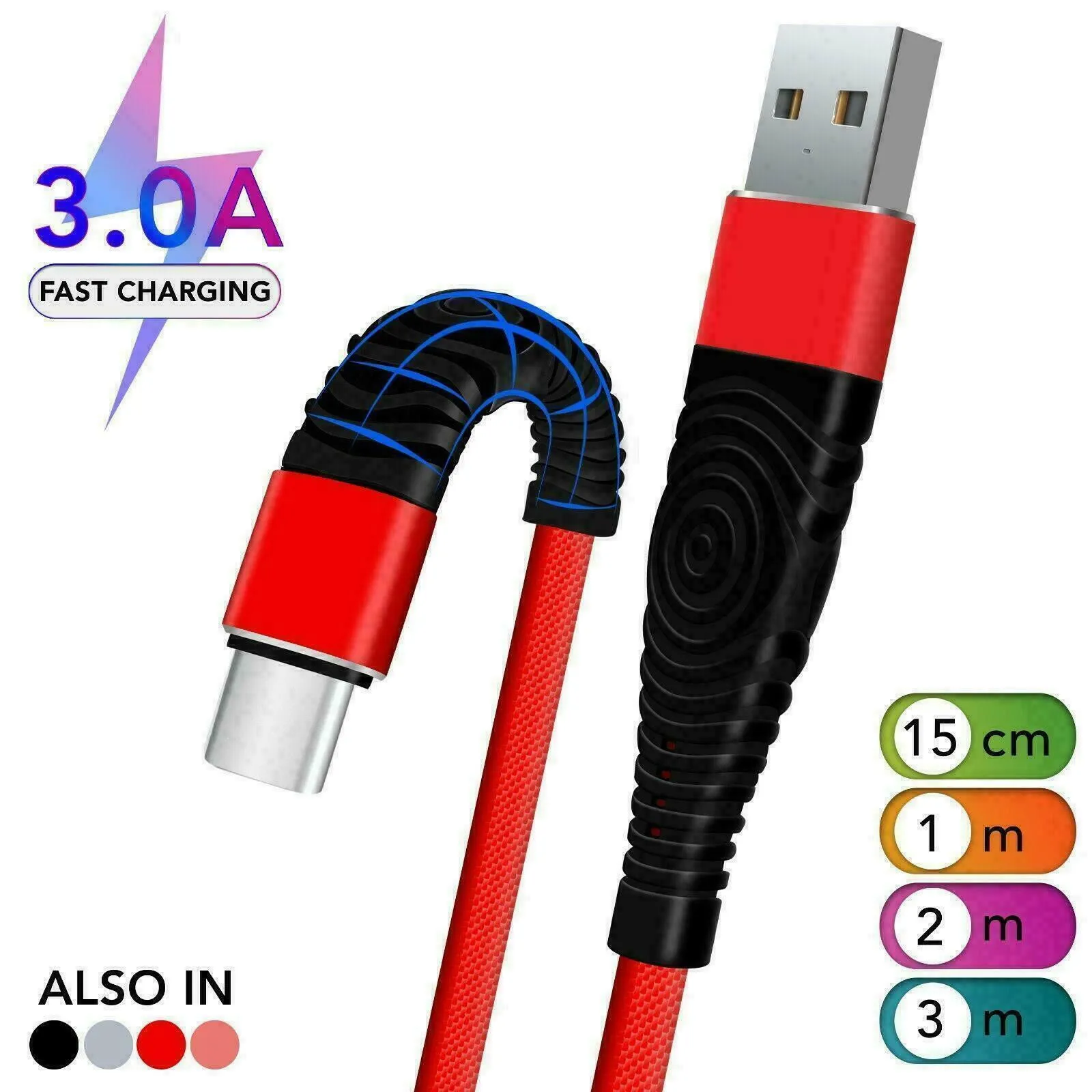 Fast Nylon Braided USB TYPE C Cable For USB C Type Devices