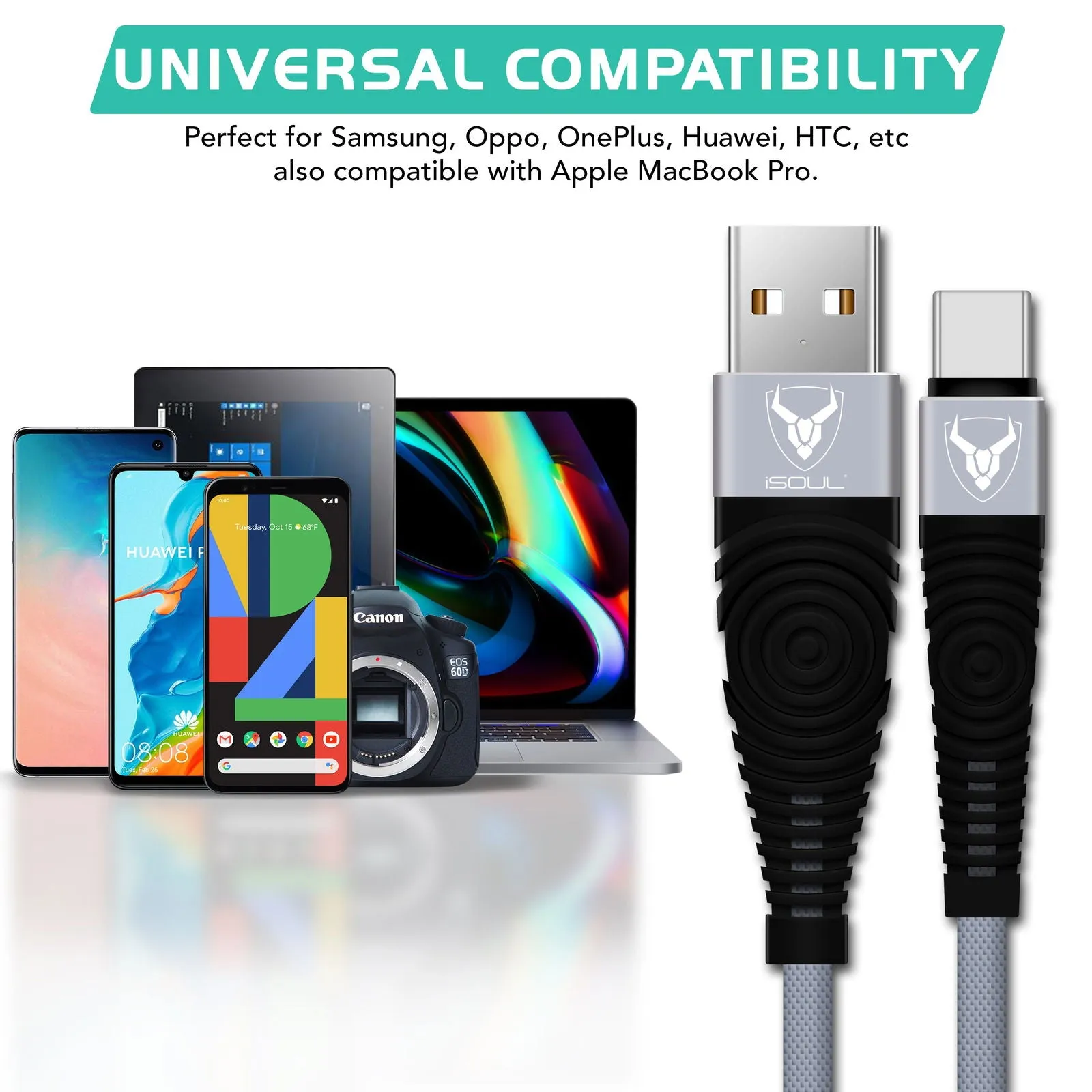 Fast Nylon Braided USB TYPE C Cable For USB C Type Devices