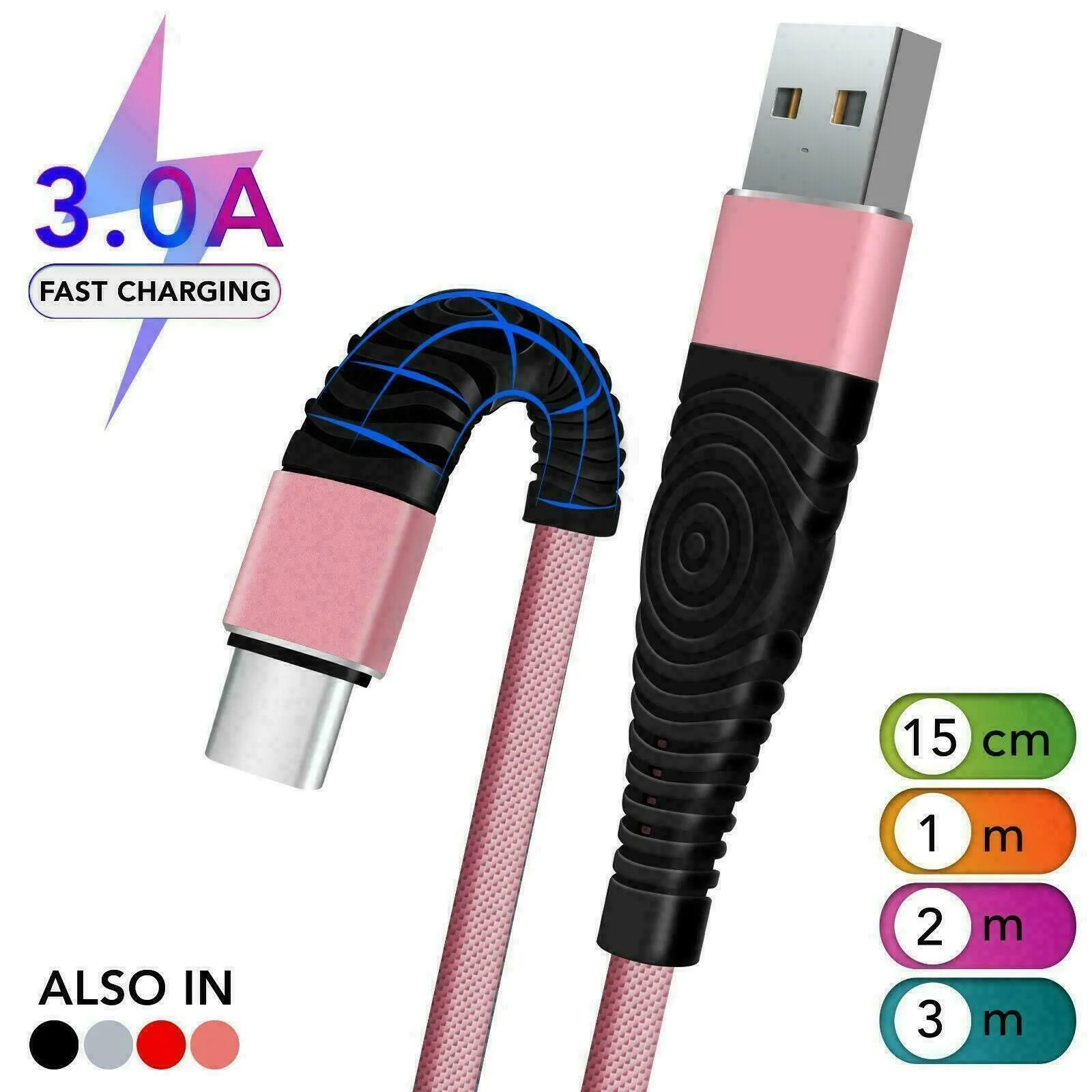 Fast Nylon Braided USB TYPE C Cable For USB C Type Devices