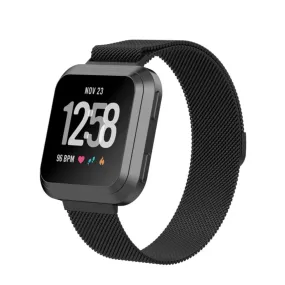 Fitbit Versa / Versa 2 / Versa Lite Stainless Steel Bracelet Milanaise Magnetic Clasp (Size S) - Black