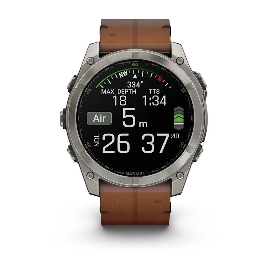 fēnix® 8 – 51 mm | AMOLED - Sapphire, Titanium with Chestnut Leather Band