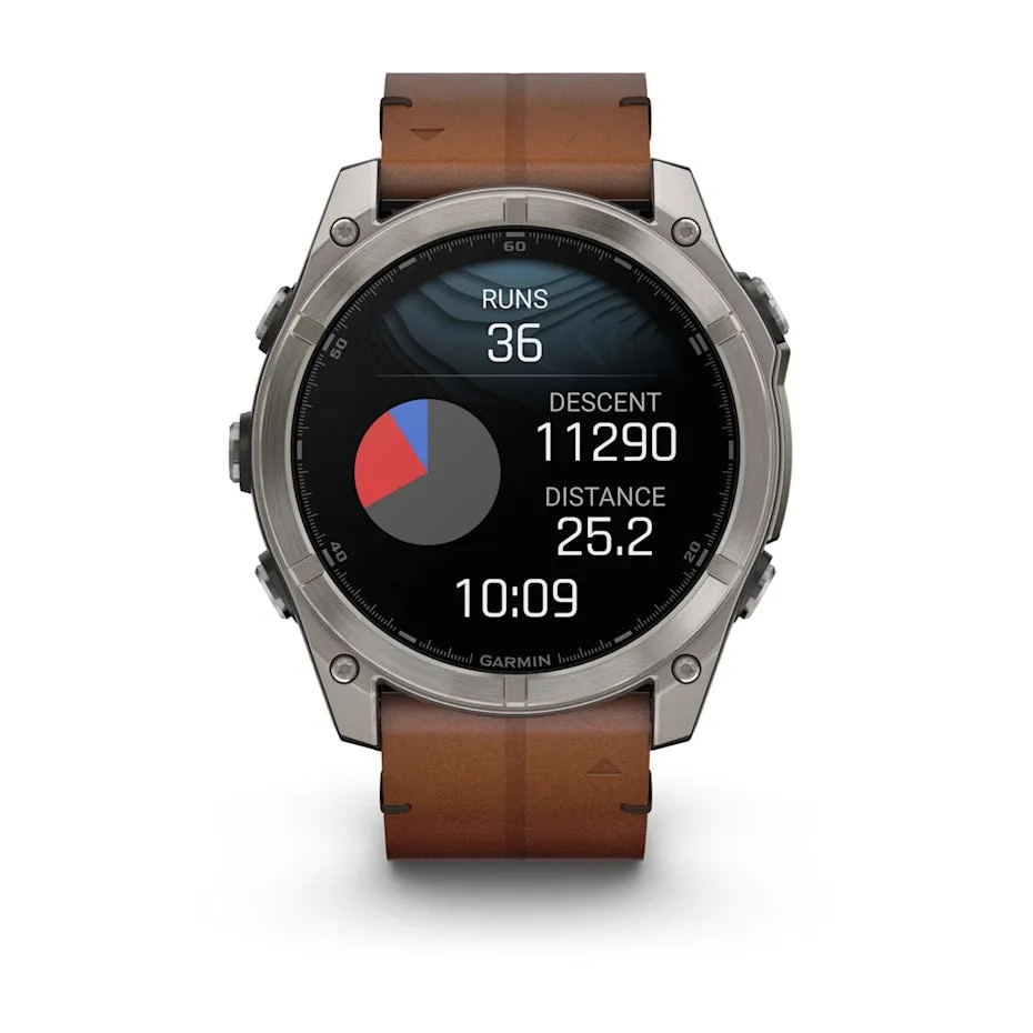 fēnix® 8 – 51 mm | AMOLED - Sapphire, Titanium with Chestnut Leather Band