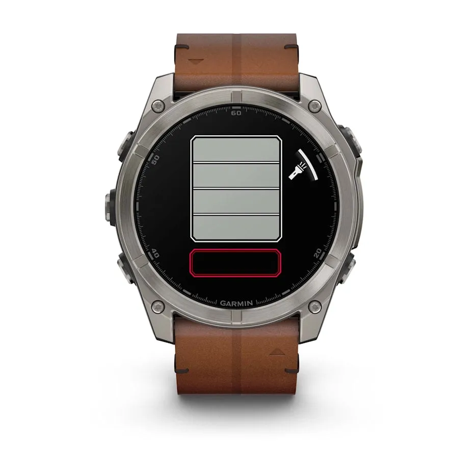 fēnix® 8 – 51 mm | AMOLED - Sapphire, Titanium with Chestnut Leather Band