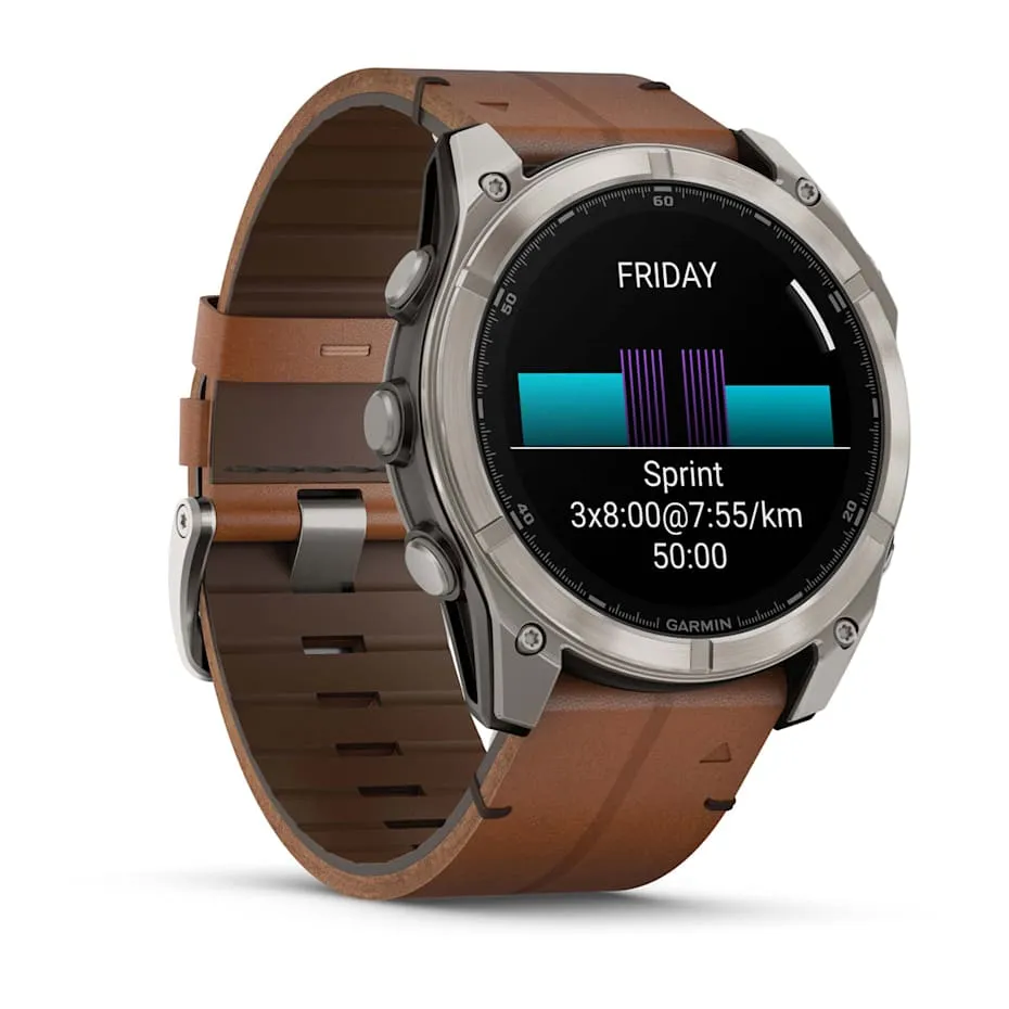 fēnix® 8 – 51 mm | AMOLED - Sapphire, Titanium with Chestnut Leather Band